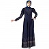 Designer printed Umbrella abaya with handwork- Navy Blue